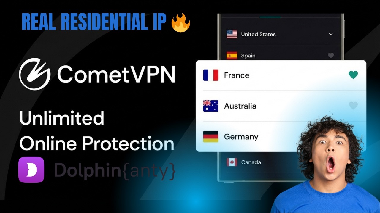 أفضل إعداد لتشغيل حسابات سوشيال ميديا متعددة | Comet VPN مع Dolphin Anty