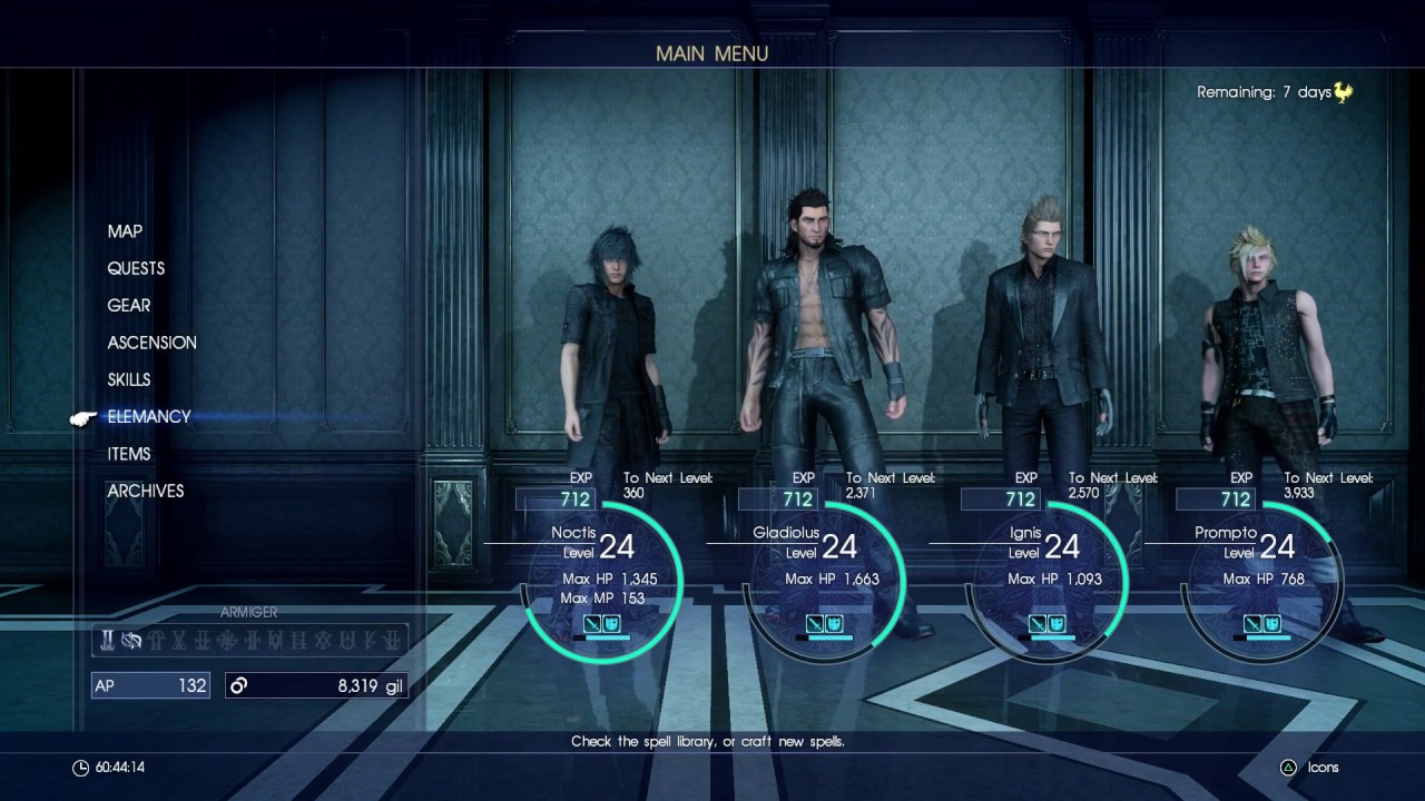 Final Fantasy XV - Elemancy Crafting Tutorial: Healcast Fire x3 Healing Level 10, Thundara x3 Heal