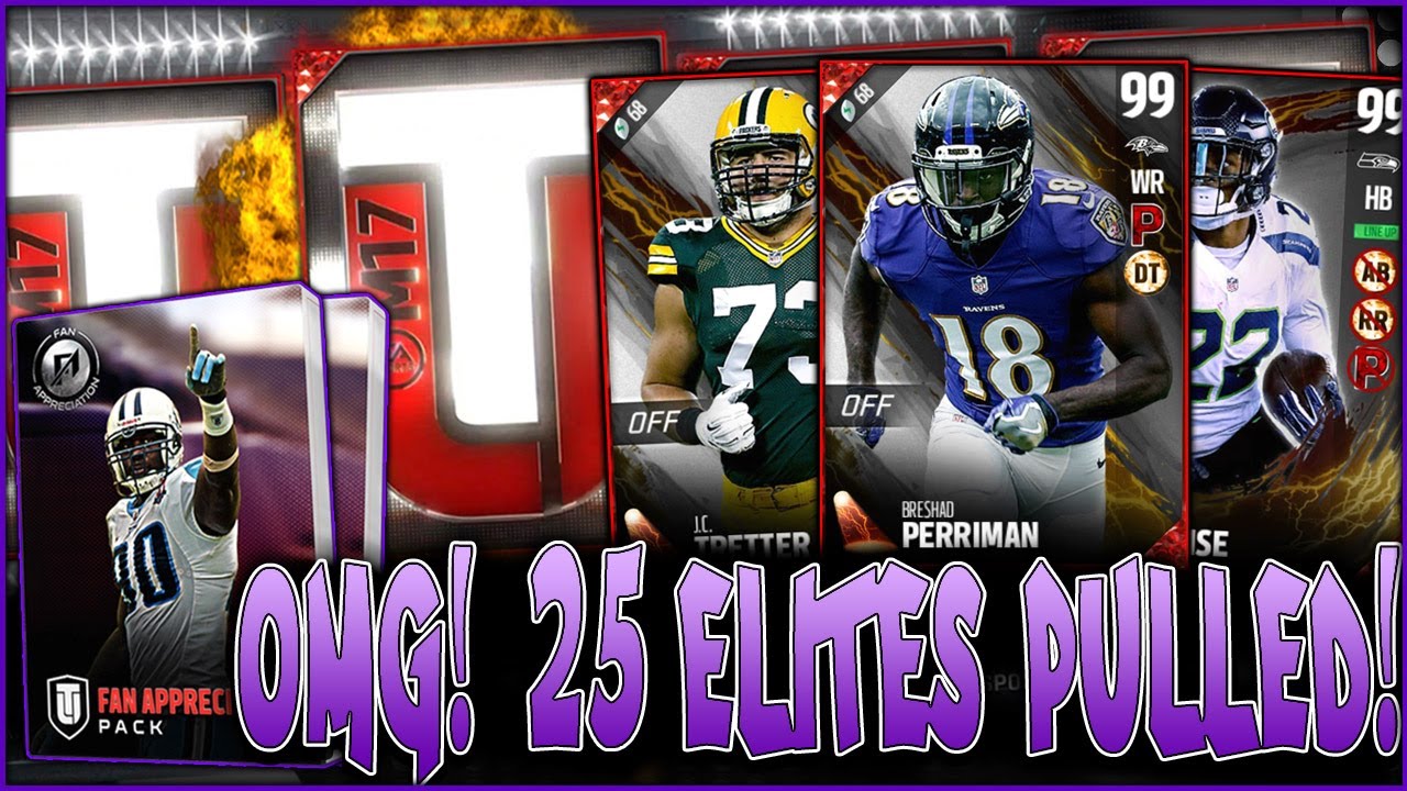 NO WAY! 10 FAN PACKS, 25 ELITES!! | SPOTLIGHT PERRIMAN AND PROSISE! | MUT 17 FAN APPRECIATION PACKS