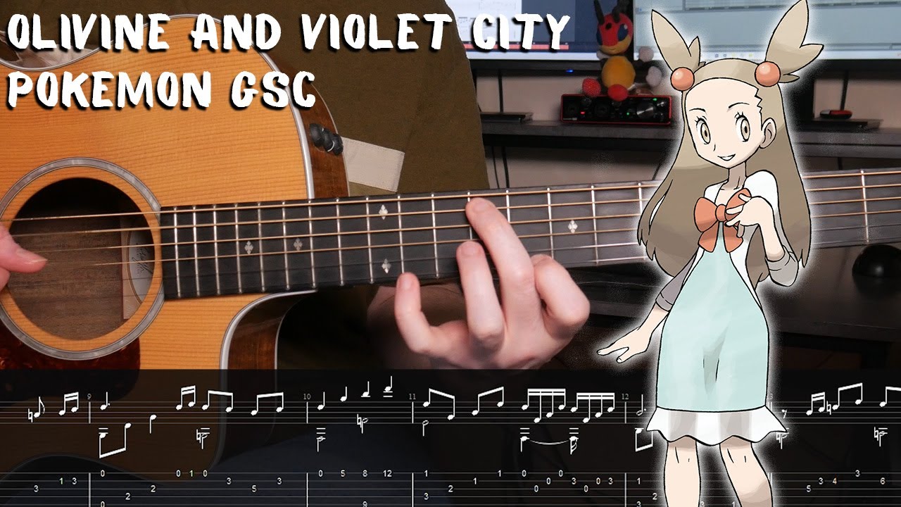 Olivine/Violet City - Pokemon Gold/Silver/Crystal - Fingerstyle Guitar Tutorial + TAB