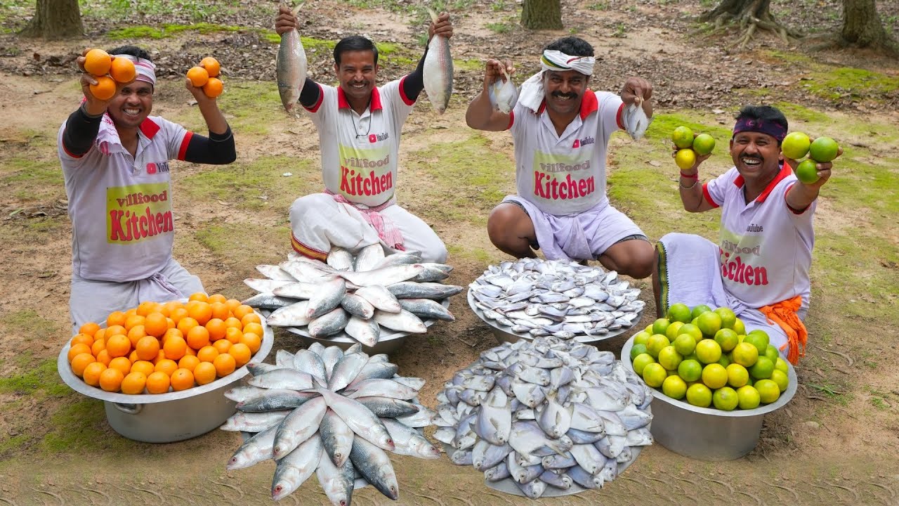 Pomfret fish & Special Kacha Ilish cooking for village people | villfood Kitchen