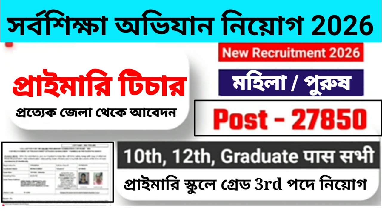 primary teacher requirement 2026|প্রাইমারি টিচার নিয়োগ 2026|new vacancy 2026