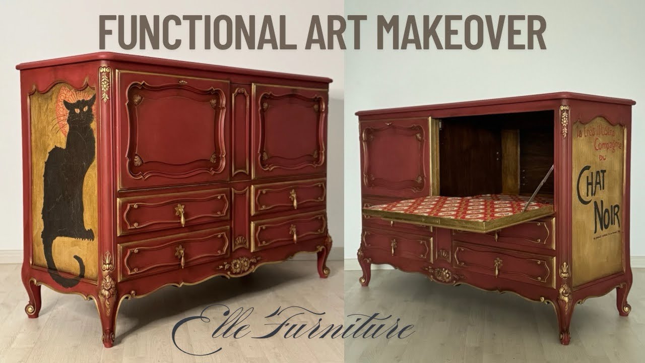 Funky Art Deco Makeover using @KachaFurniture Paint & @woodubendmouldings4330  Decoupage Paper