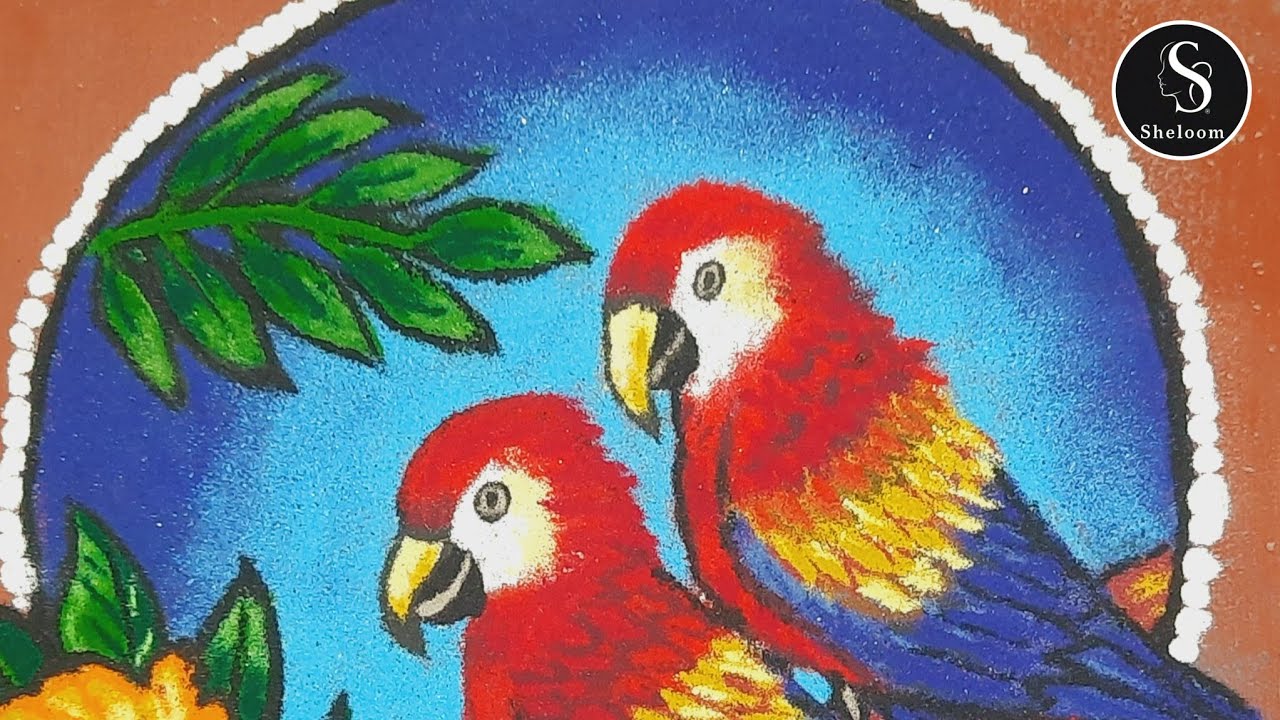 Beautiful birds, Margali special kolam, easy drawing, 