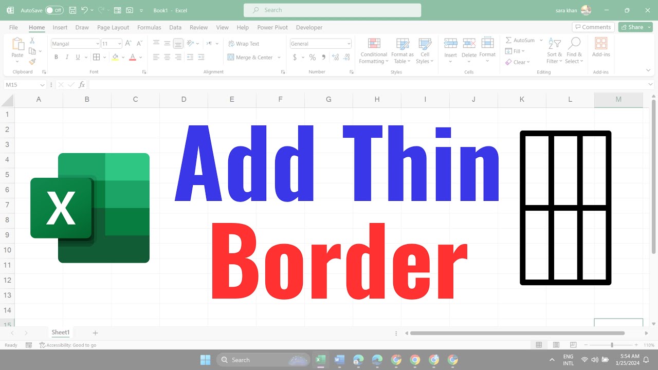 How to Add Thin Border in Excel