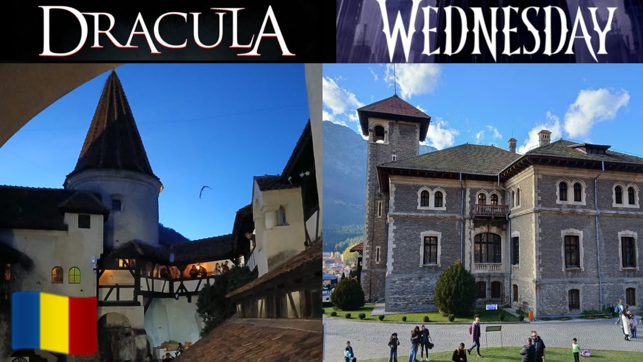 Kasteel van Dracula en Wednesday bezoeken met Halloween 🎃🦇🏰 #romania #wednesday #draculacastle 
