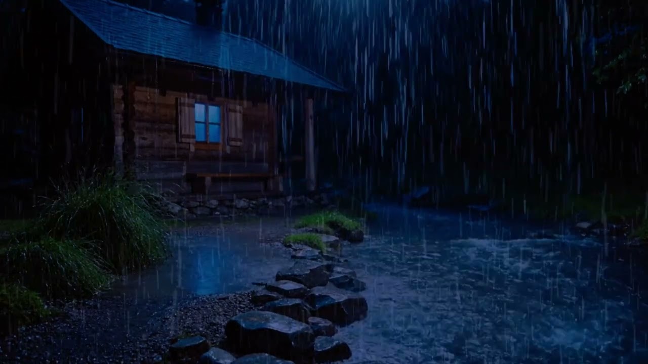 Sleep Guaranteed 🌧️ Torrential Rain Hits This Mini Riverside Wooden House