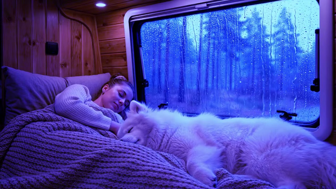 Night Rain Sounds on Window with Thunder | Deep Sleep Dark Ambience