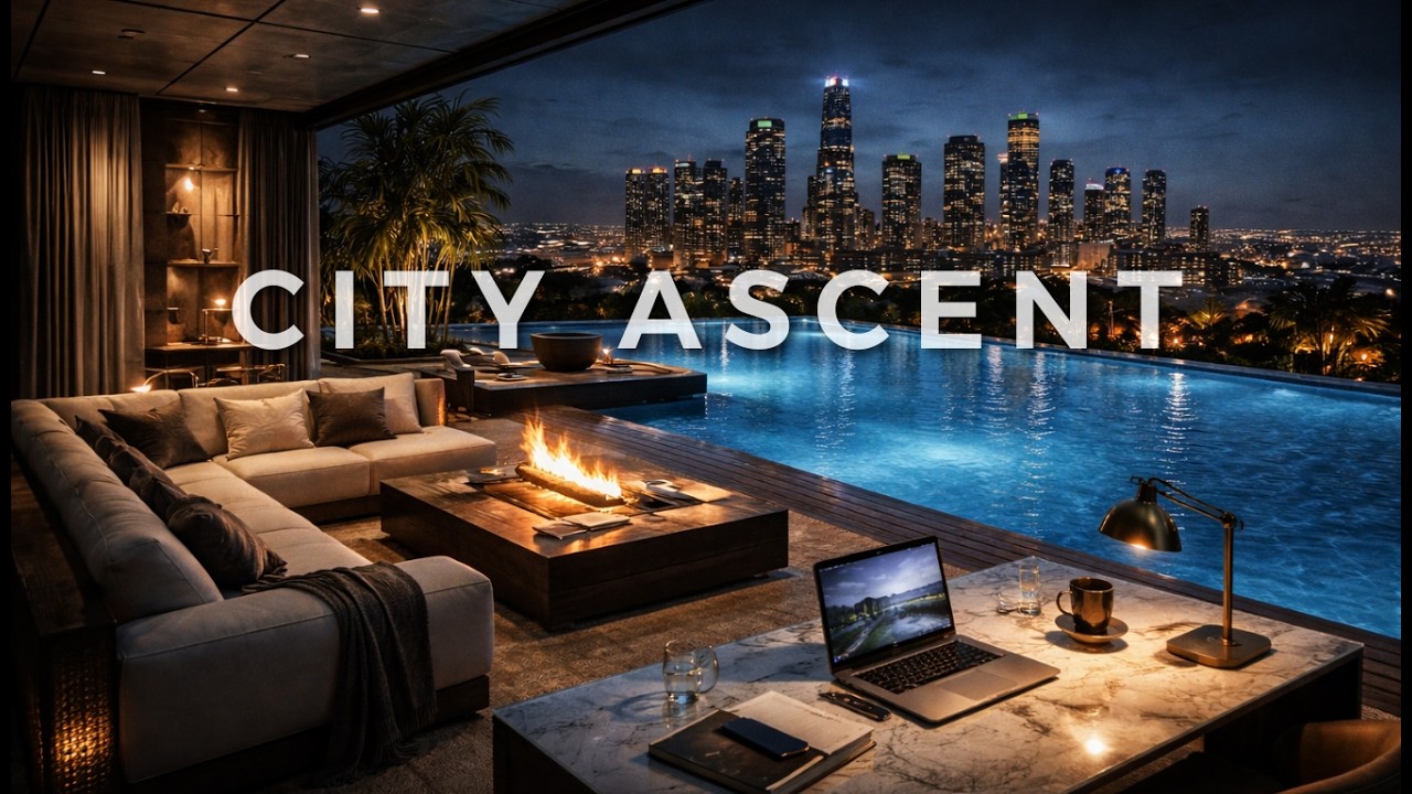 Night Focus Music (2 Hours) – City Ascent Executive Flow | Luxury Skyline Pool Ambience