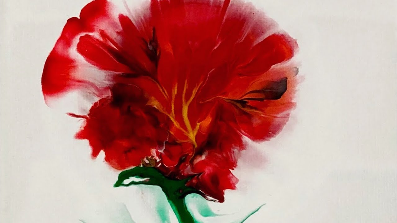 #72 Bright flower balloon dip Acrylic pouring abstract