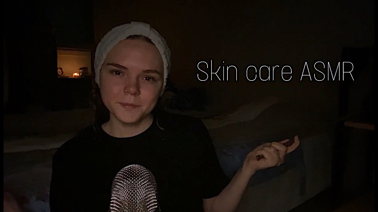 [ASMR] Skincare routine (plastic wrap, mic touching, hand movements, candle, whispering)