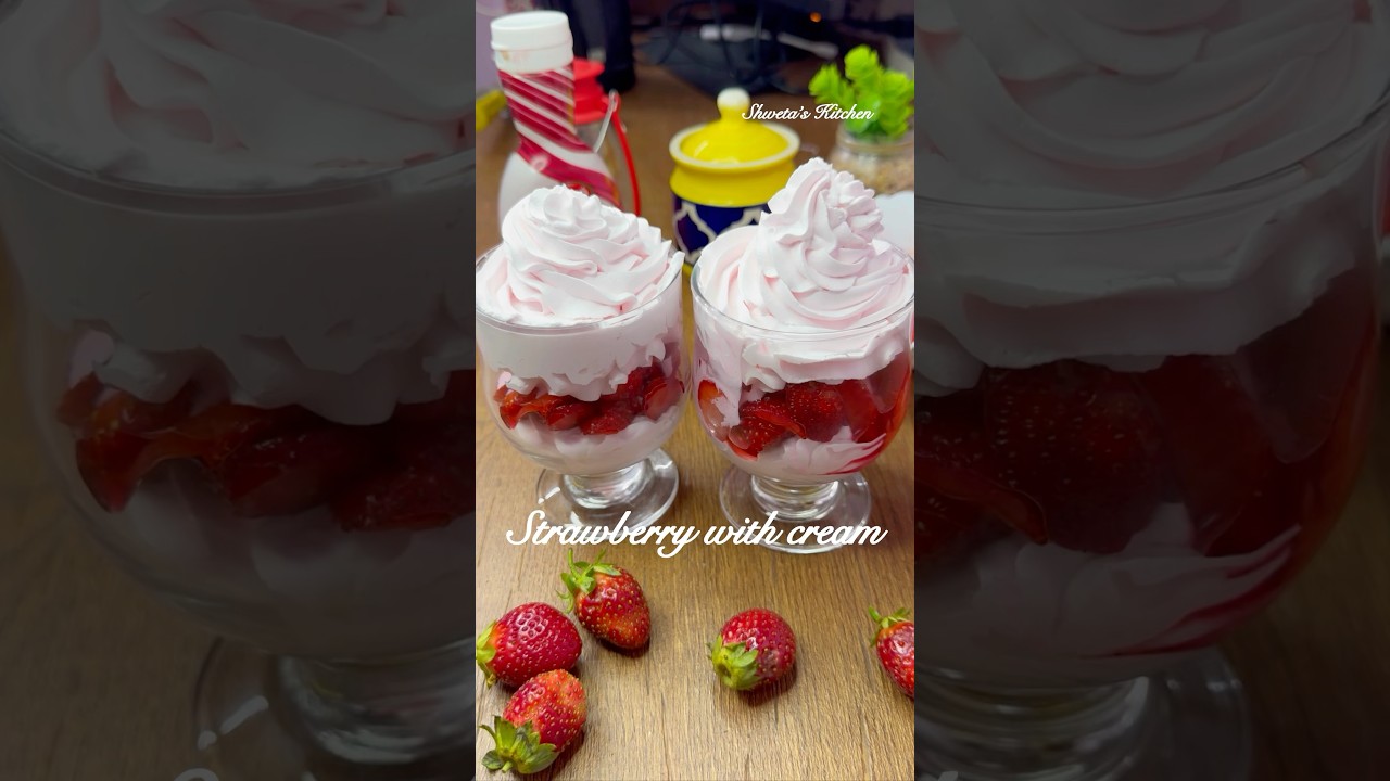 Mapro Fresh Strawberry with Cream Recipe at home | Strawberry Cream Dessert 🍓| Strawberry Cream