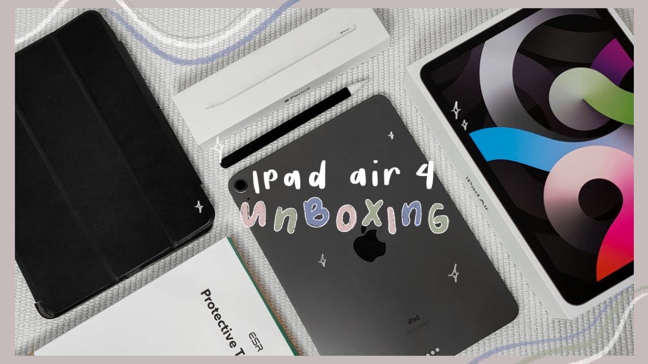 🍎 ipad air 4 & apple pencil unboxing 📦 accessories, digital art, genshin impact, and more +