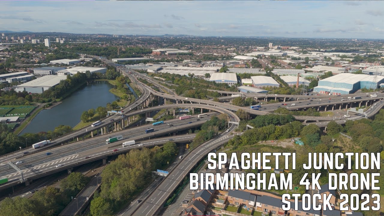 Spaghetti Junction Birmingham   Stock Drone Footage   4K 2023