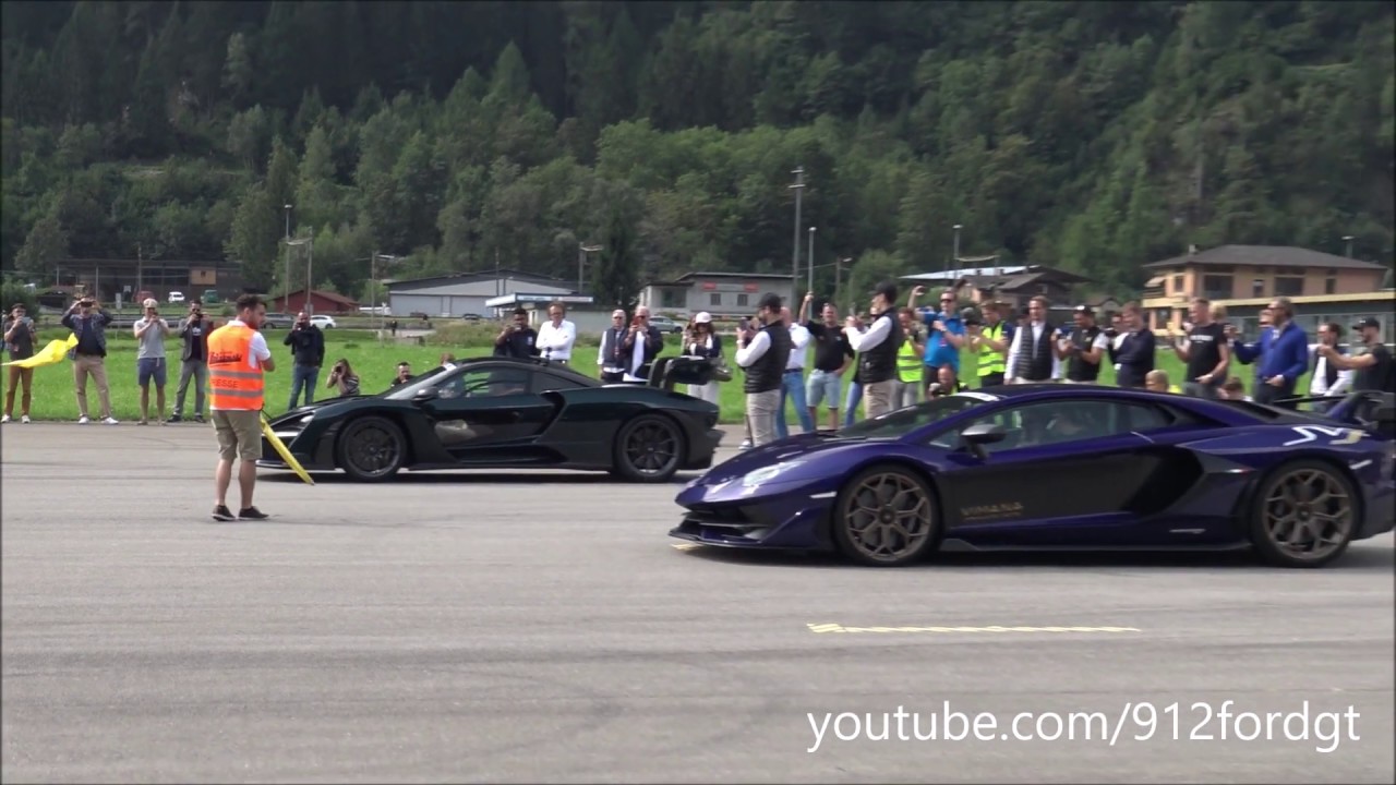 Lamborghini Aventador SVJ DRAG RACE vs Mclaren Senna vs Bugatti Veyron vs LaFerrari