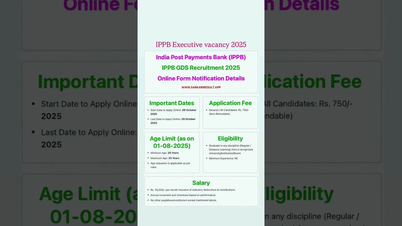 IPPB gds recruitment 2025/ippb executive recruitment 2025/ippb recruitment 2025/ippb/ippb 2025