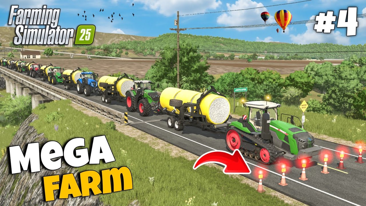 I Created Traffic and Stopped All Tractors | MEGA FARM | Farming Simulator 25