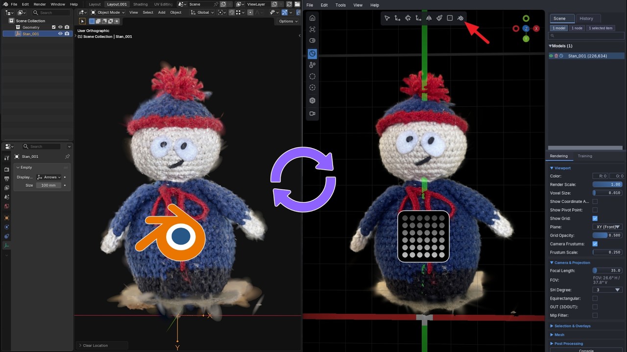 Gaussian Splatting from LichtFeld Studio to Blender in one click! (WIP Add - on/ Plugin)