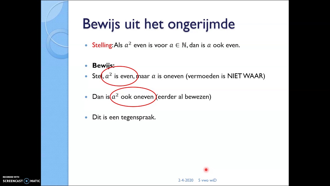 VWO Wiskunde D Hfd07 Theorie: getaltheorie & bewijs uit het ongerijmde