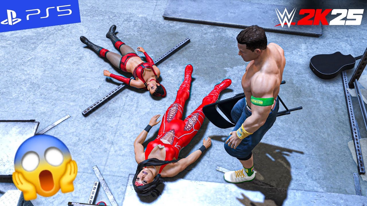 WWE 2k25 - John Cena DESTROYS Raquel & Roxanne in Shocking Showdown | PS5