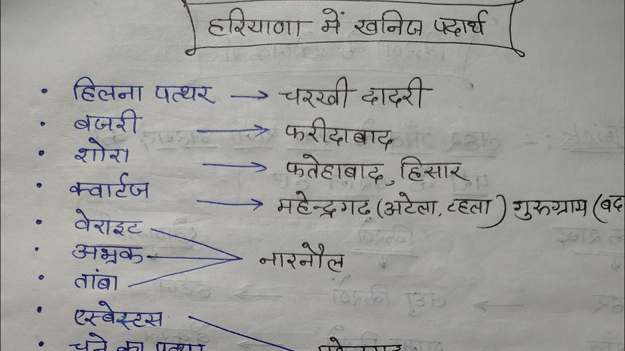 Haryana gk 📖 हरियाणा राज्य के खनिज पदार्थ | हरियाणा राज्य के प्रमुख उद्योग