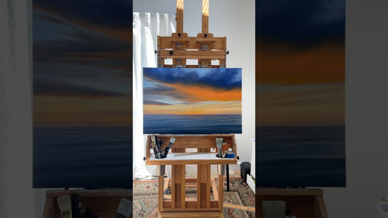Trying to capture the light right after sunset.  #oilpainting #sunset #seascape #art #painting