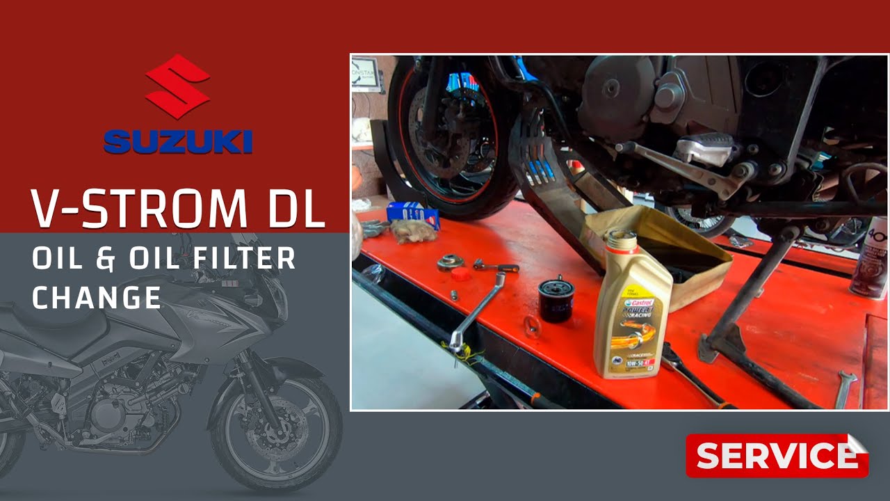 Замена масла в двигателе Suzuki V-Strom.