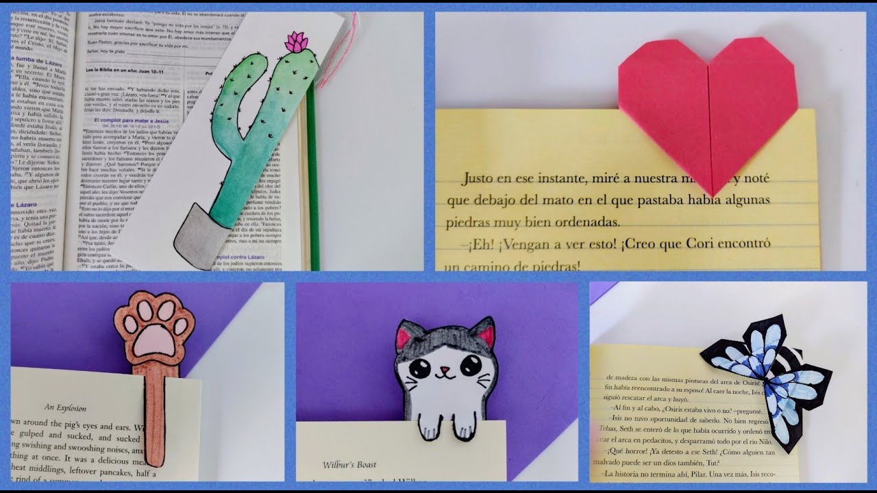 5 IDEAS DE SEPARADORES PARA LIBROS DIY/5 IDEAS TO MAKE YOUR OWN BOOKMARKS