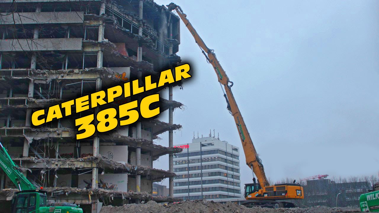 CATERPILLAR 385C LONGFRONT Bagger MEGA DEMOLITION #4 LIEBHERR 954 CAT 336E ++ BÜROHAUS HAMBURG