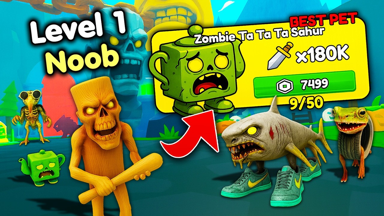Начинаем заново как НУБ с ЛУЧШИМ ПИТОМЦЕМ в Brainrot ZOMBIE Evolution! (Roblox)