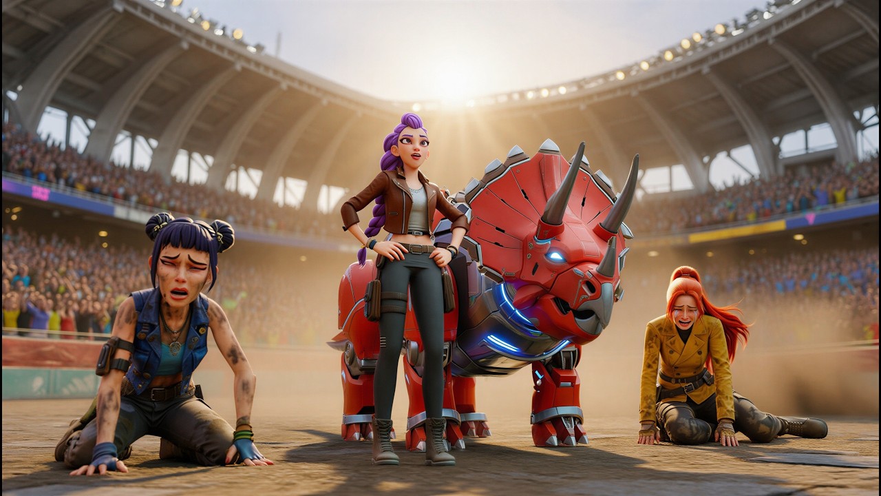 Golden Family vs. Ruby Family Rumi Becomes Triceratops Racing Champion - Demon Hunters KPOP#kpop