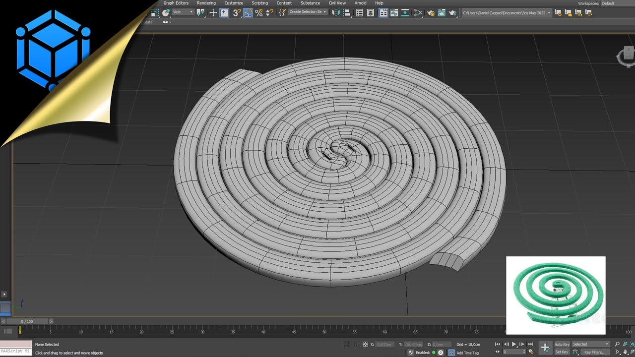 Criar Modelo 3D de Espiral no 3ds Max ( Repelente de Mosquitos)
