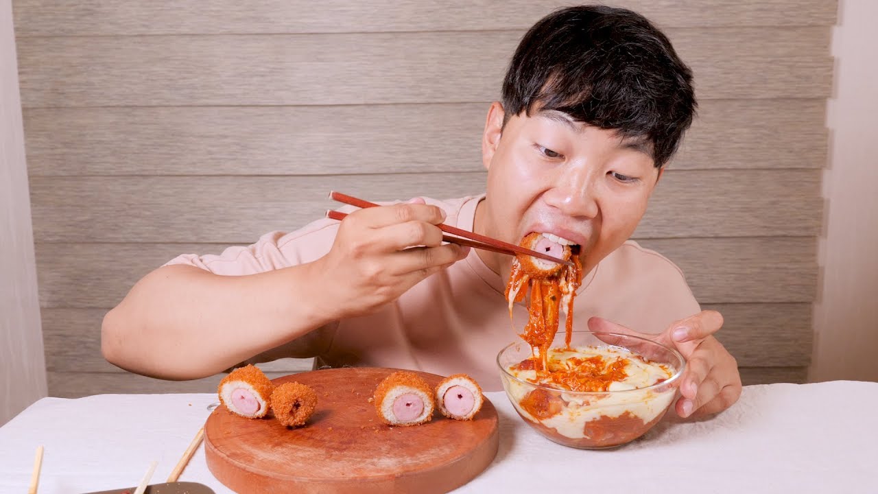 명랑핫도그 엽떡 매운맛 이팅사운드 ASMR *말없음 | KOREAN CORN DOG (HOTDOG) EATING SOUND ASMR *NO TALKING