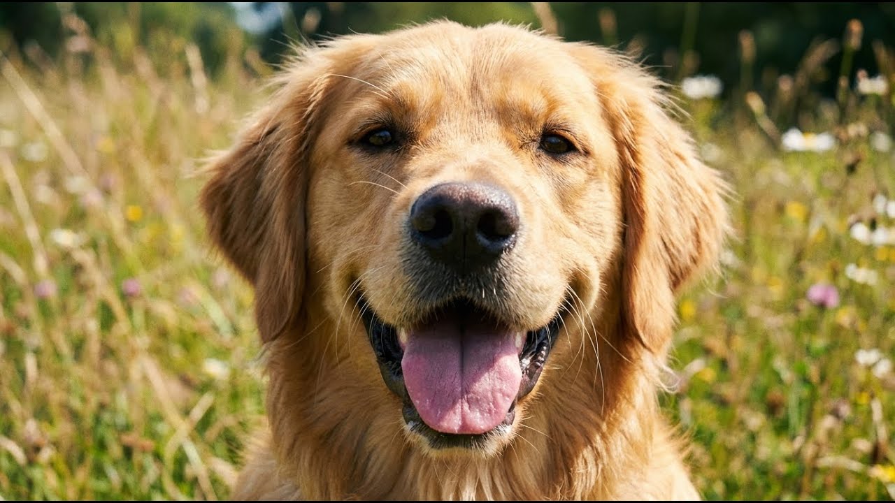 Happy Golden Retriever - Relaxing Dog Ambience with Calm Natural Music (4K)
