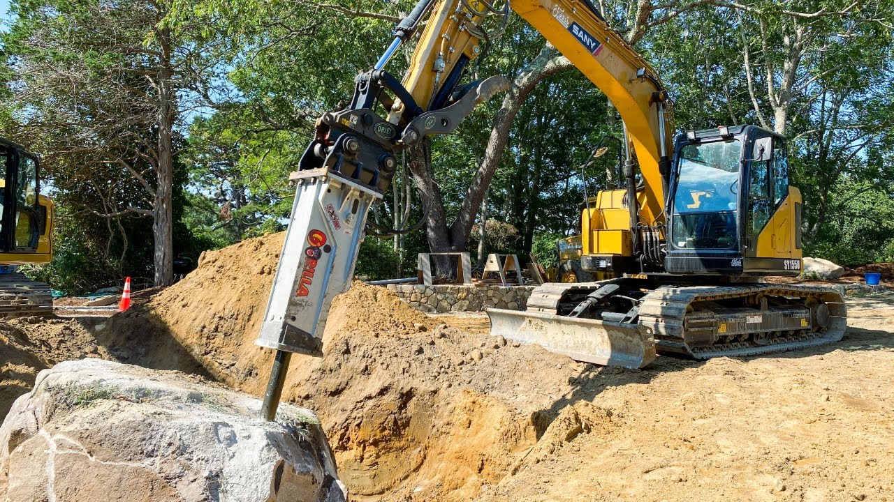 Sany SY155U with Gorilla Rock Hammer!