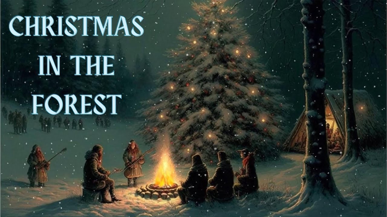 CHRISTMAS IN THE FOREST | Relaxing Christmas Bells With Campfire, Winter Sounds | ASMR Ambience