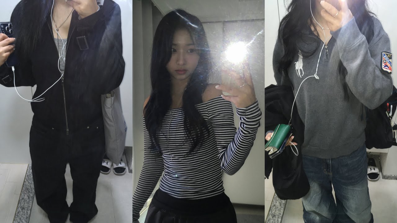 [vlog] 패션과 대학생의 ootd 브이로그✨ • 유니클로 패딩 쇼핑🛍️ • 1.2리터 🍺 •  • 실습 과제 지옥😓📏 • 섬유 실험 수업🧪제목 없음