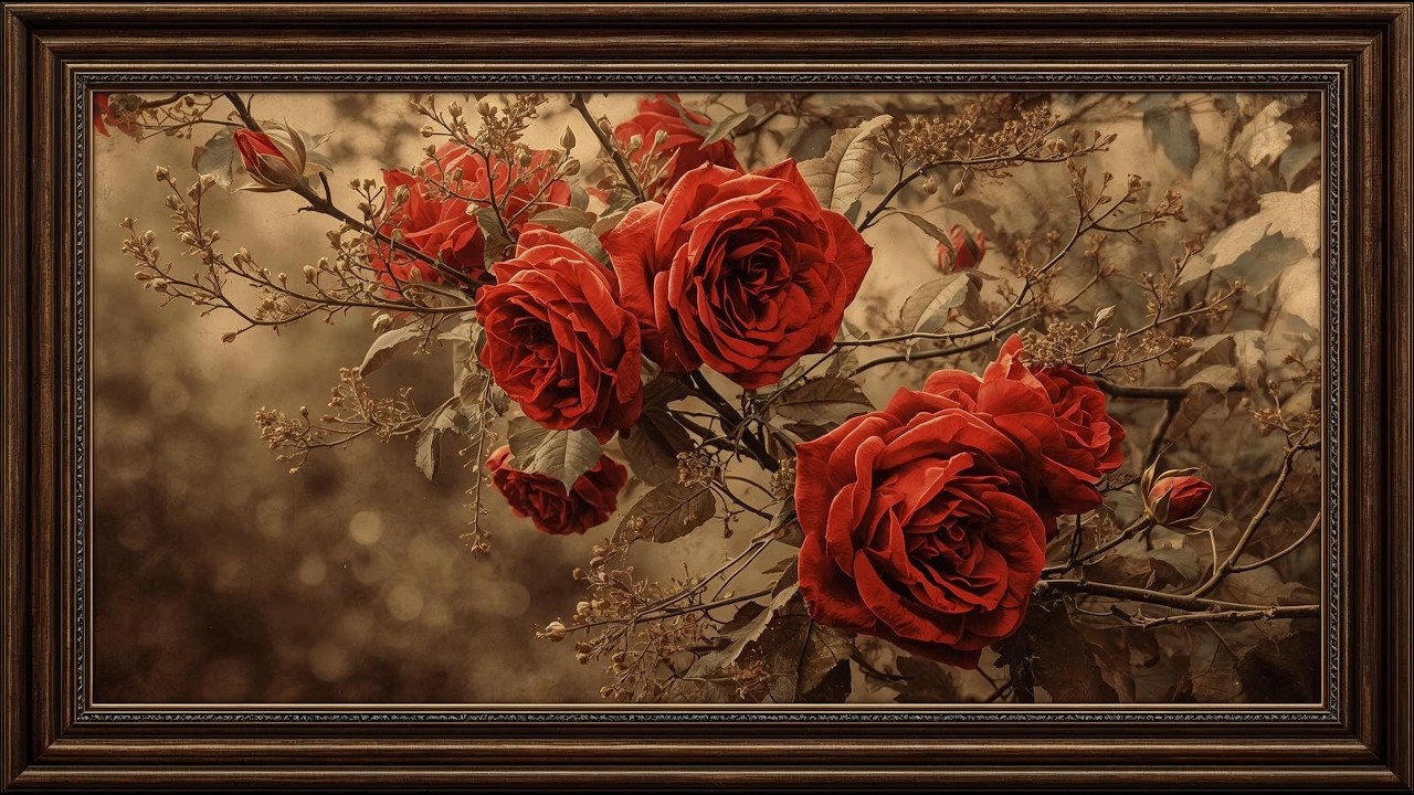 Vintage Red Roses Masterpiece 🌹 | Elegant Classic Floral Art & Romantic Luxury Ambience