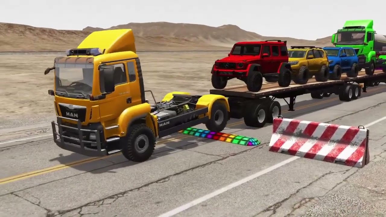 TRANSPORTING PIXAR CARS & FRUITS WITH COLORED & JOHN DEERE vs CLAAS vs TRACTORS - BeamNG.drive #962