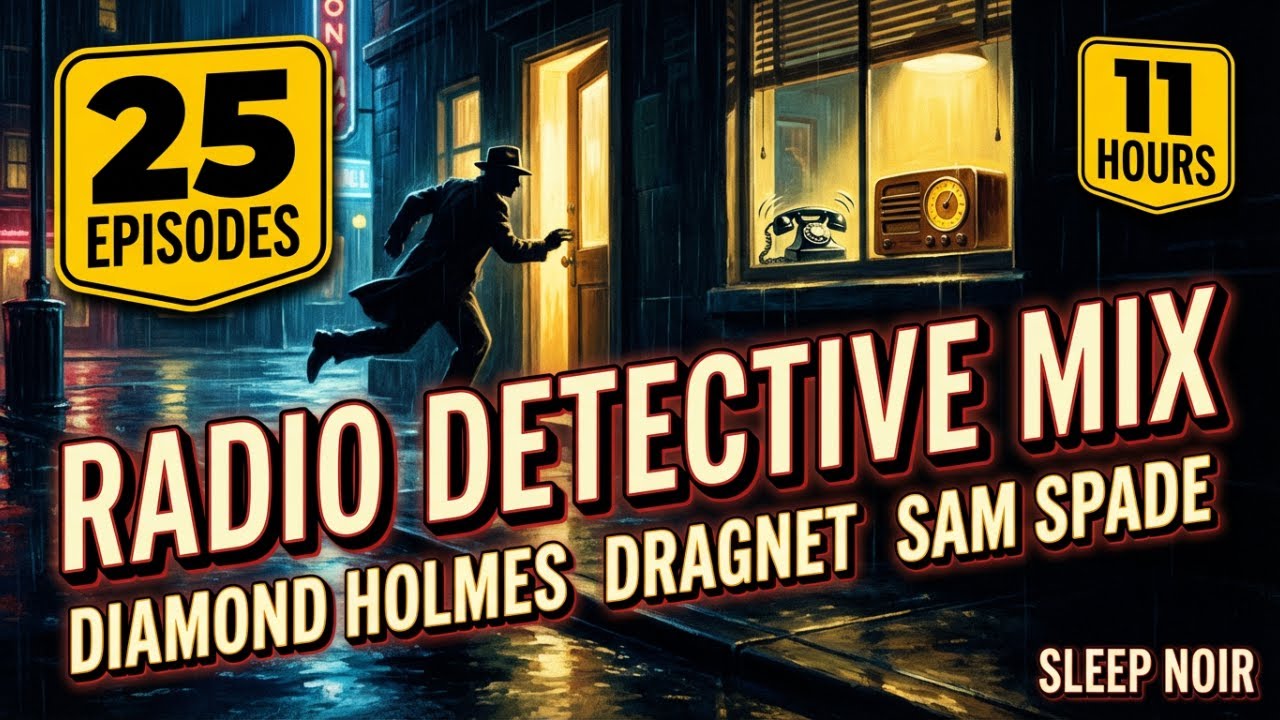 Radio Detective Mix 11 Hours 25 Episodes // Diamond Holmes Dragnet Sam Spade Night Shift Sleep Noir