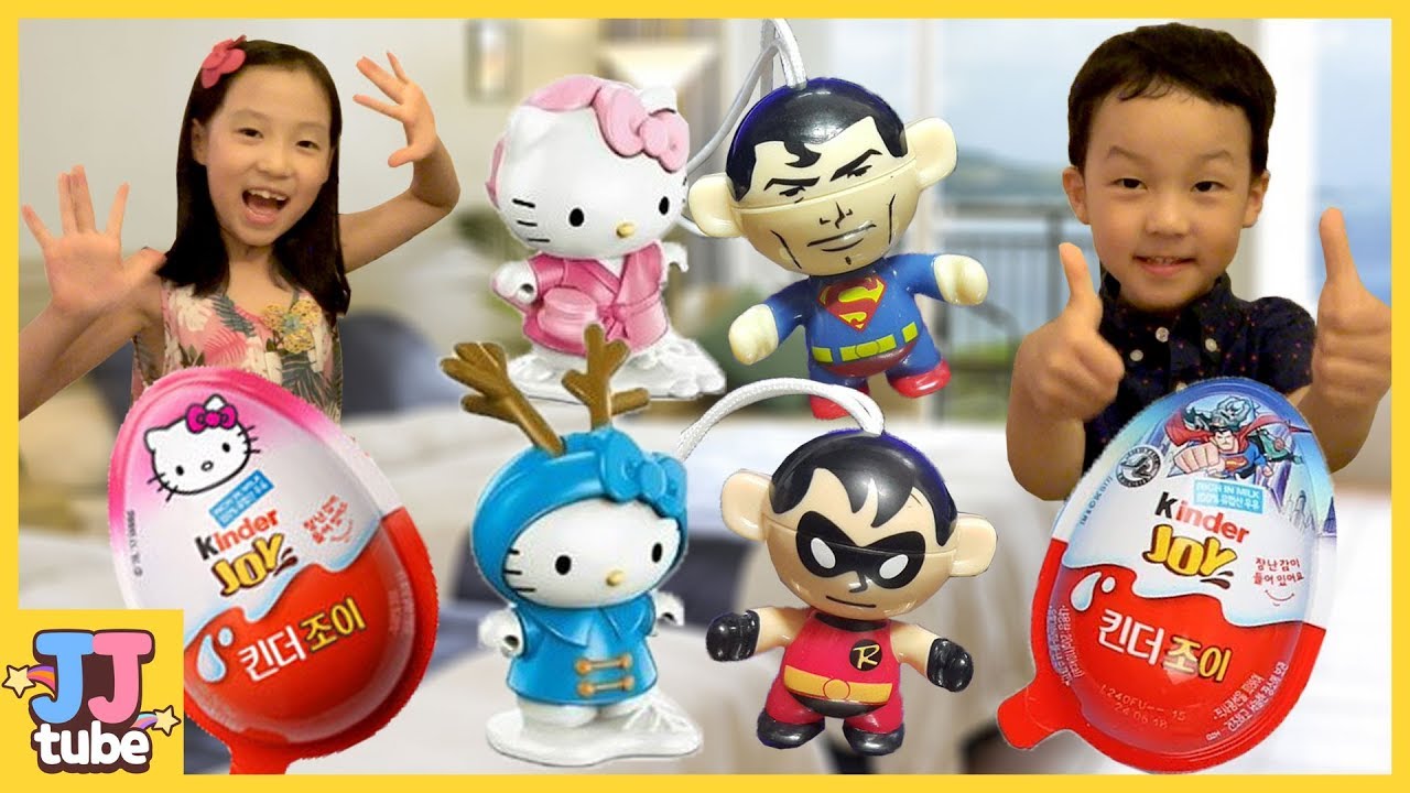 호텔에서 서프라이즈 에그를 찾아라! 킨더조이 저스티스리그 헬로키티 서프라이즈에그 장난감 놀이 Finding Surprise Egg Toy [제이제이 튜브-JJ tube]