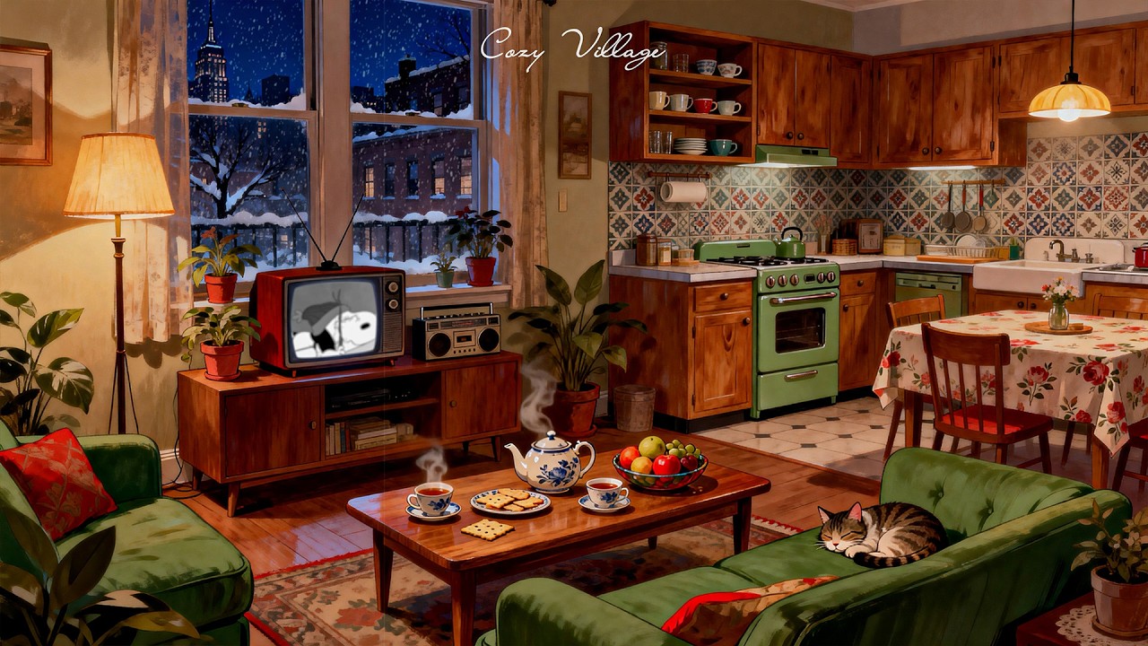 Vintage Jazz 1950s Oldies Playing in Another Room on a Quiet Night apartment | Classic 1950s Music