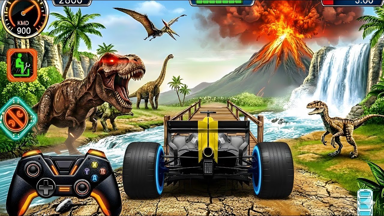 T-Rex vs Formula Car! 🦖 | Formula Impossible Mega Ramp Car Racing Game 3D