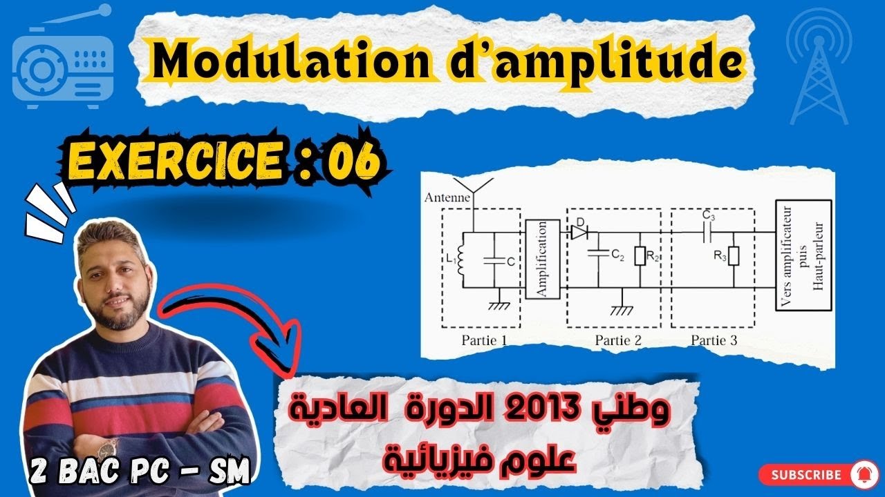 Modulation d'amplitude - Exercice 06  - Examen nationale SN 2013 PC - 2 BAC BIOF - Pr Mouslim