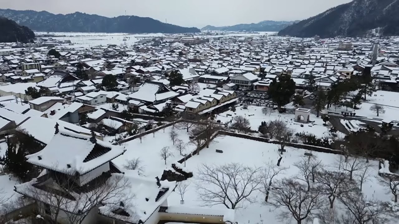 【ドローン撮影】雪の出石城　兵庫五国訪問