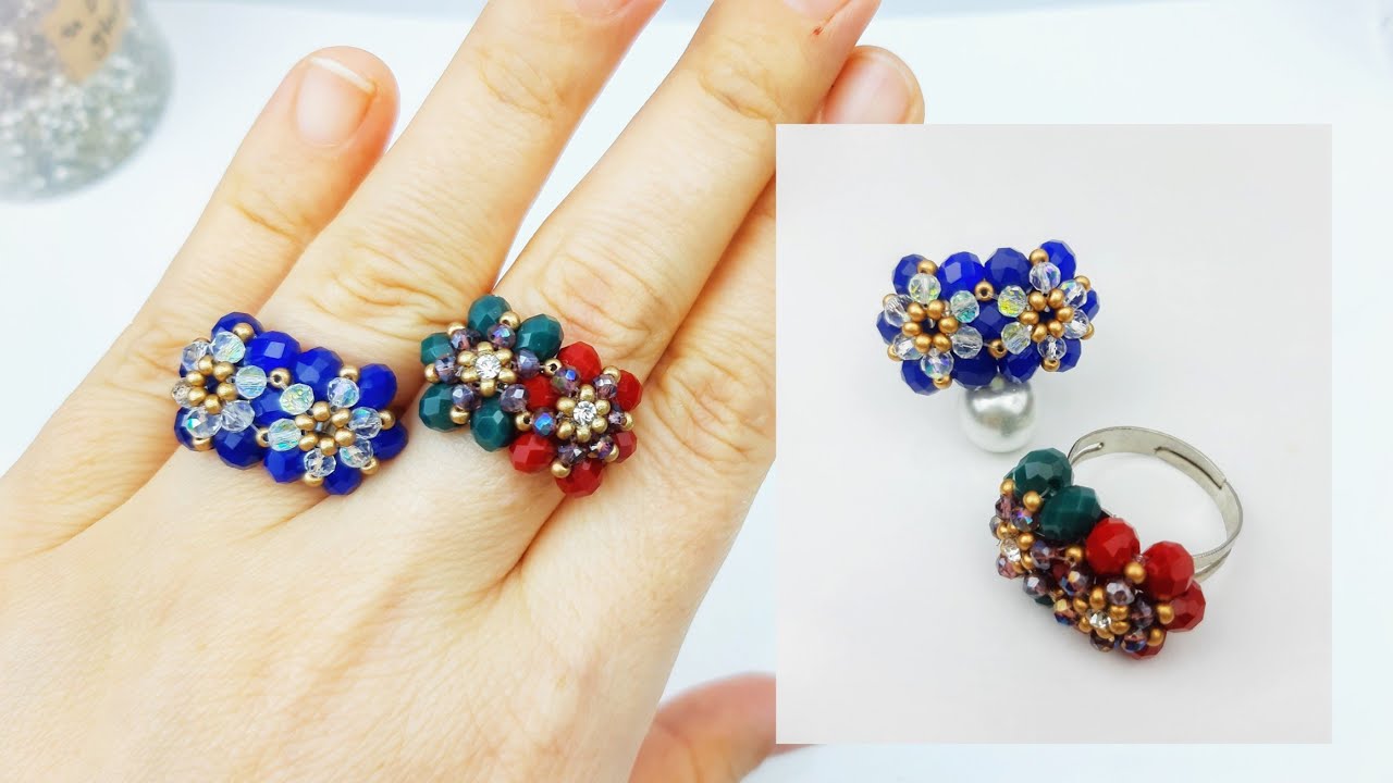 Boncuktan Çiçek Yüzük Yapımı. Easy Flover Ring Making.  Beading Tutorial