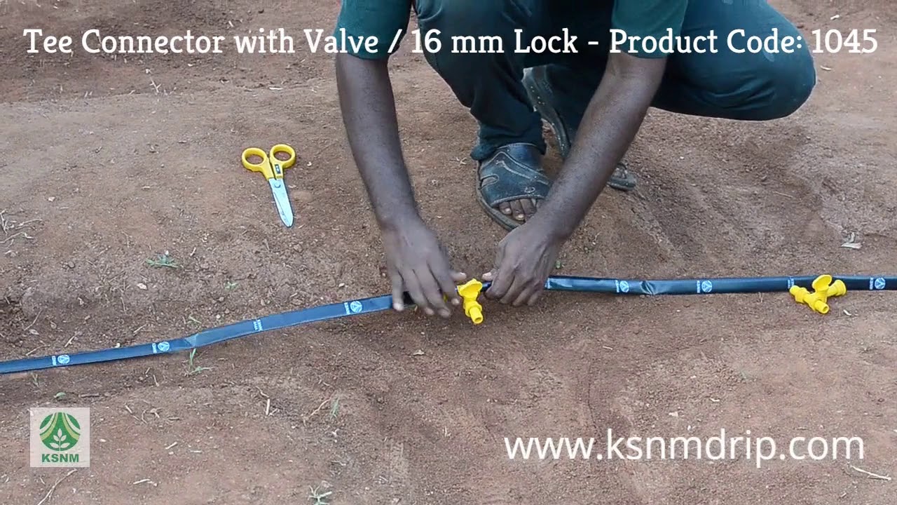 KSNM Drip - Tee Connector with Valve / 16 mm Lock - Product Code: 1045