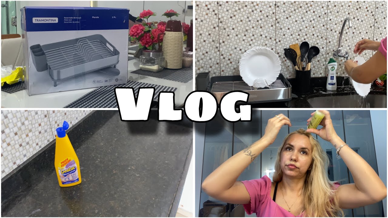 ROTINA: Comprei um escorredor de louças da Tramontina/ Limpeza na cozinha/ Cuidados com o cabelo…