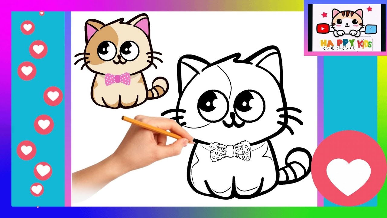 Como desenhar a GATA MEL - Kawaii passo a passo, f&aacute;cil e simples