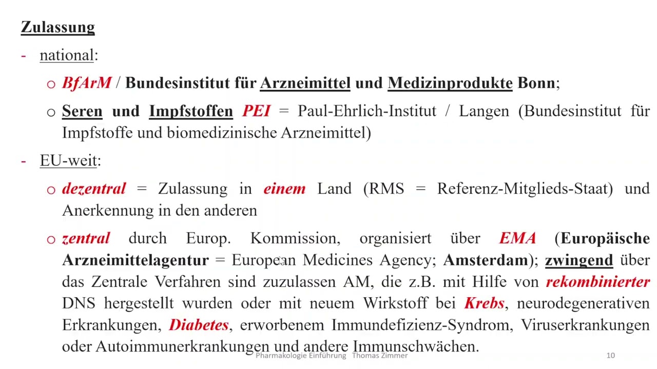 Einführung Pharmakologie 1: Begriffe, Zulassung, Placebo, Nocebo, Arzneimittelabgabe in der Apotheke
